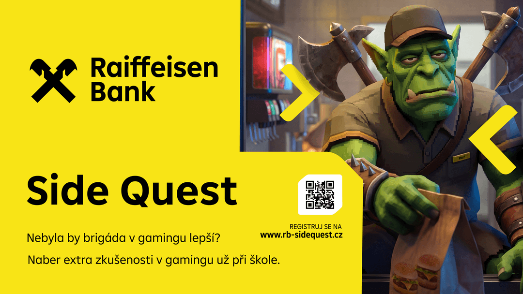 Rozjeď svoji profesionální praxi v gamingu. Side Quest od Raiffky ti dá šanci
