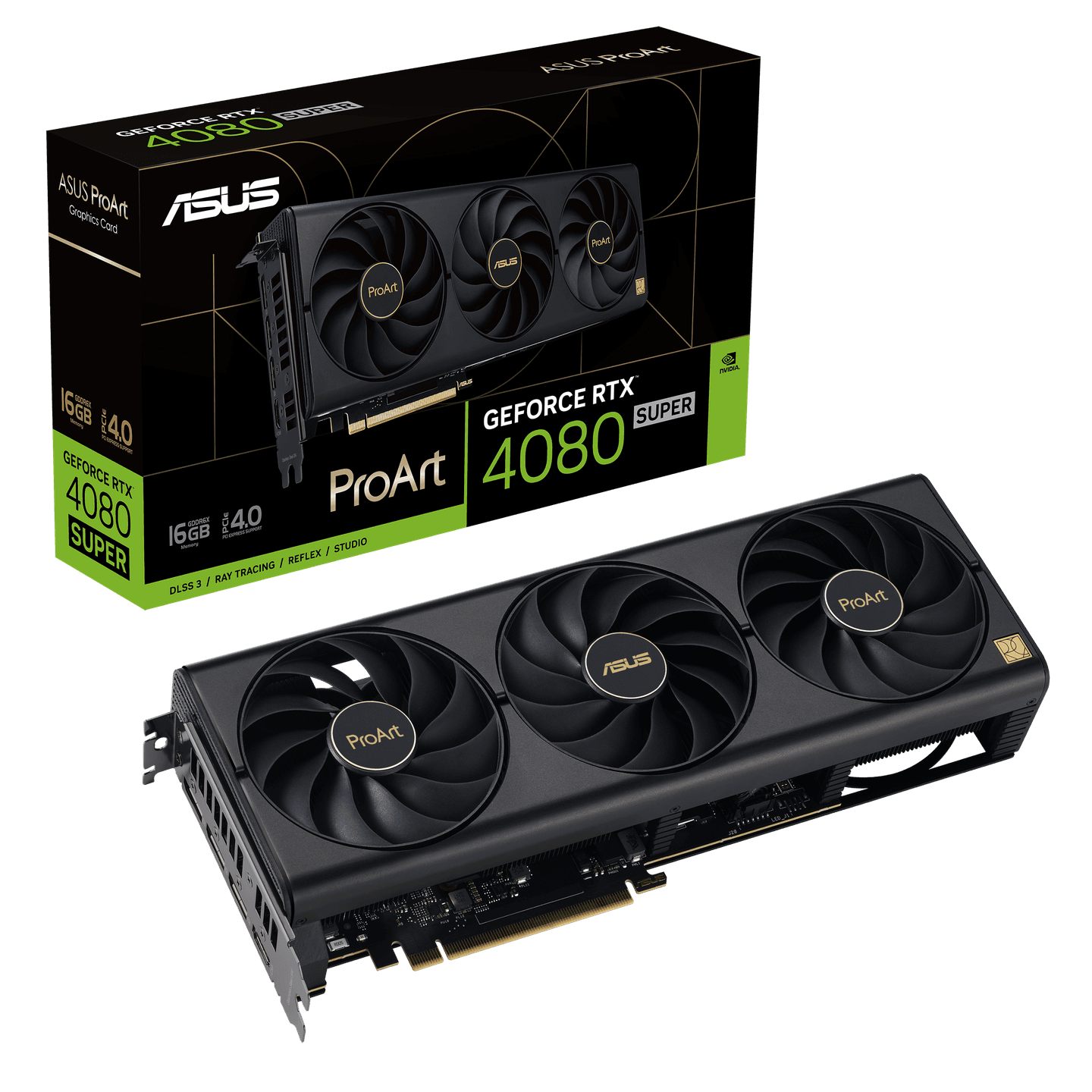ASUS ProArt GeForce RTX 4080 SUPER packaging and graphics card